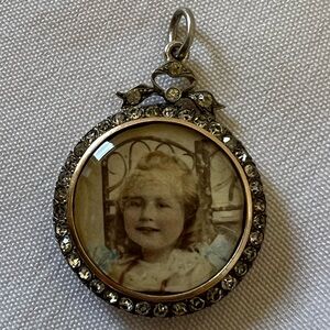 Antique Edwardian 900 Silver Double Side Portrait Locket Pendant
